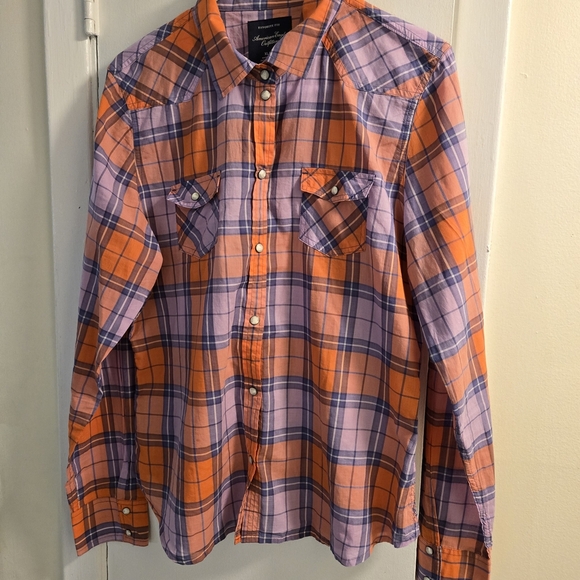 American Eagle Outfitter Plaid Snap Button Up Shirt  Size XL - Picture 6 of 9